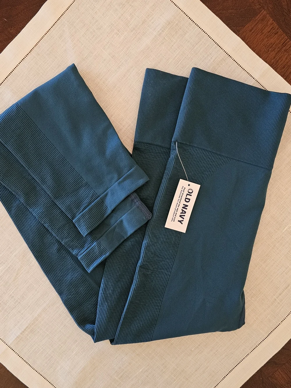 Old Navy Girls Teal Seamless Leggings - High Waist, 7/8 Length XL